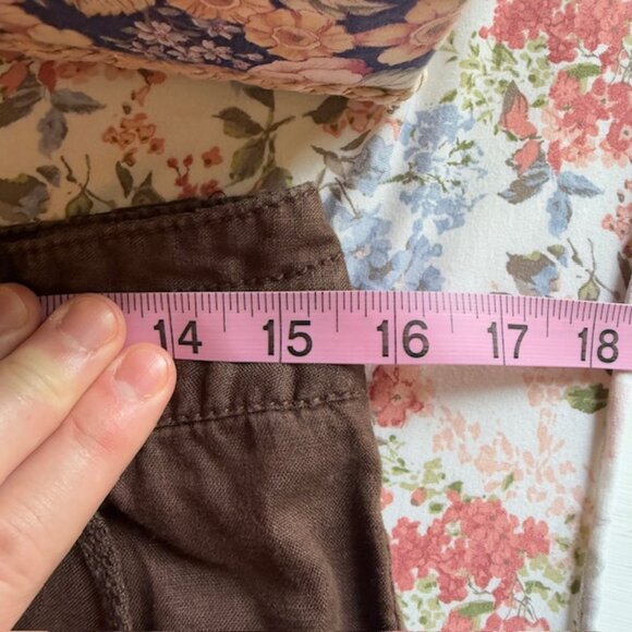 Womens 100% Linen Wide Leg Pants Size 6 Cropped Coastal Boho Beach Neutral - Picture 5 of 12